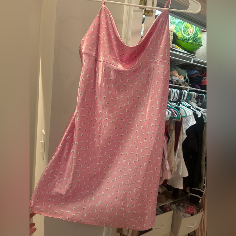 Zara Pink Floral Satin Dress